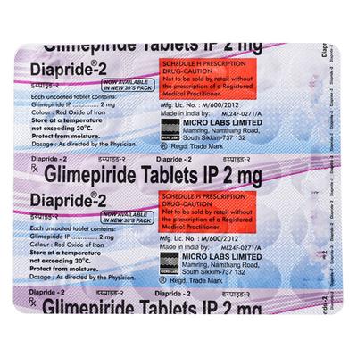 DIAPRIDE 2mg Tablet 30's - Diabetes-Ant
