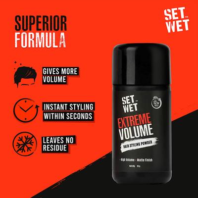 Set Wet Extreme Volume Hairstyling Powder Strong Hold and Matte Finish 10 gm - Hair Gels & Waxes
