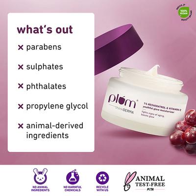 Plum 1% Resveratrol & Vitamin C Anti-Aging Face Moisturizer For Glowing Skin 50 gm - Face Moisturizers