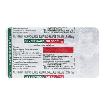 Glyciphage SR 500mg Tablet 10'S - Diabetes-Ant