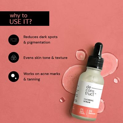 Deconstruct Clearing Serum - 5% Niacinamide Face Serum with 2% Alpha Arbutin, For Acne Marks 20 ml - Face Serum