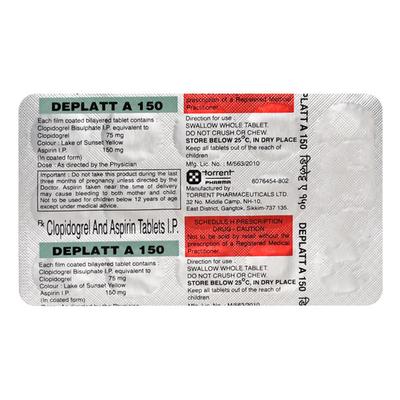 Deplatt A 150mg Tablet 15'S - Blood Clot-Ant