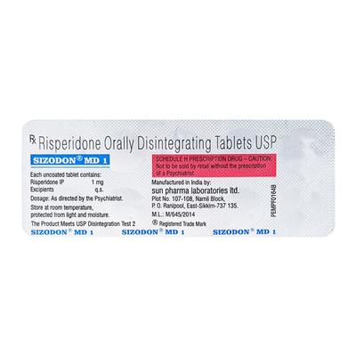 Sizodon MD 1mg Tablet 10'S - Schizophrenia-Aps
