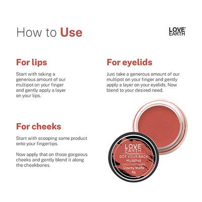 Love Earth Lip Tint & Cheek Tint Multipot-Got Your Back - Coral 8 gm (N) - Lip Stains & Tints