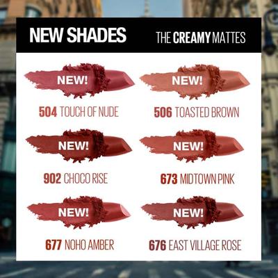 Maybelline New York Color Sensational Creamy Matte Lipstick, 676 East Village Rose 1's - Lipsticks