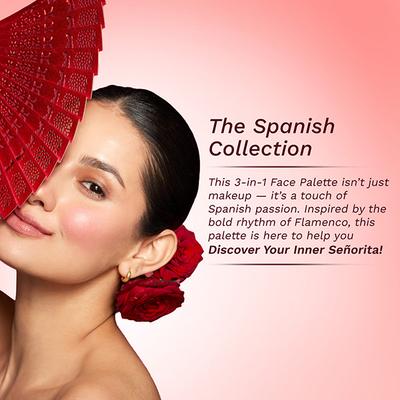 Pilgrim 3-In-1 Face Palette -Bold Charme -Blush, Highlighter & Contour for Deep Skin Tone 12 gm - Blushes