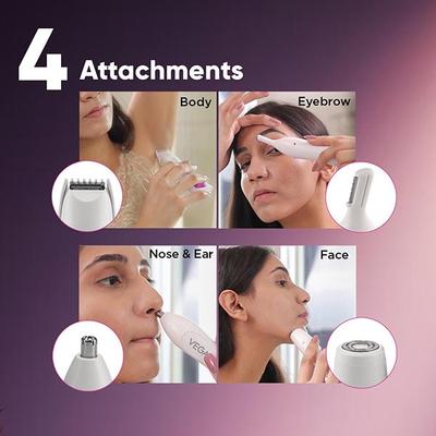 VEGA Feather Touch 4 In 1 Trimmer for Women, Eyebrows Nose Face & Bikini Area (VHBT-03) 1's - Shaving & Hair Removal