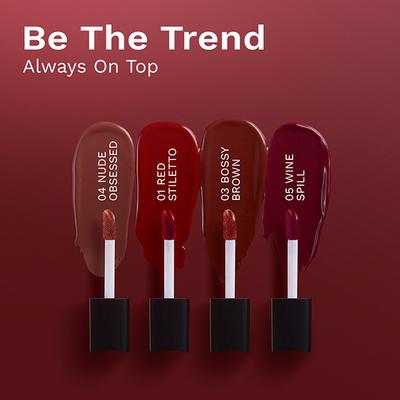 Pilgrim Always on top Mini Liquid Lipstick 4 in 1 Pack Smudgeproof, Hydrating & Lightweight 4 ml - Liquid Lipsticks