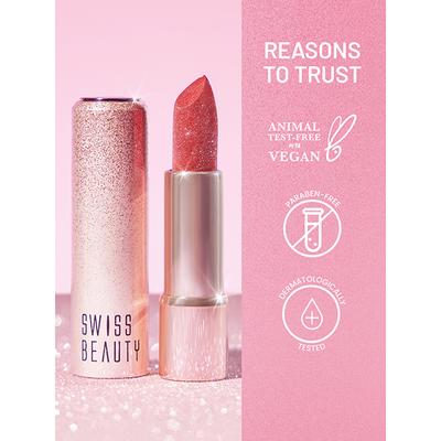 Swiss Beauty More Than Glitter Lipstick -Glitz Pink 3 gm - Lipsticks