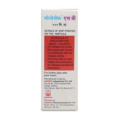 Monocef SB 500/250mg Injection 1's - Bacterial Infections-Cep