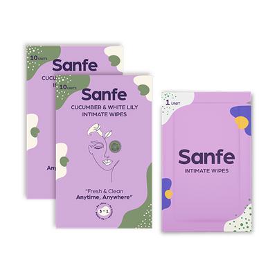 Sanfe 3 IN 1 Intimate Wipes - Cucumber & White Lily (Pack of 20) - Intimate Care