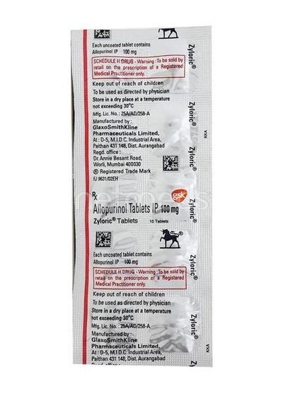 Zyloric 100mg Tablet 10'S - Gout
