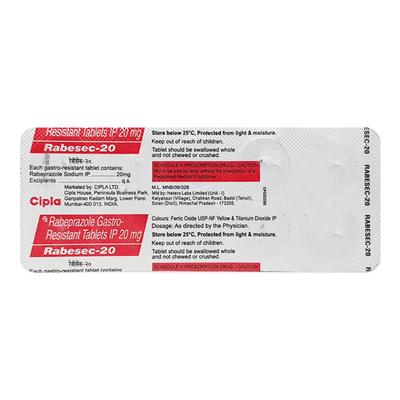 Rabesec 20mg Tablet 10'S - Ulcer/Reflux/Flatulence-Aaa