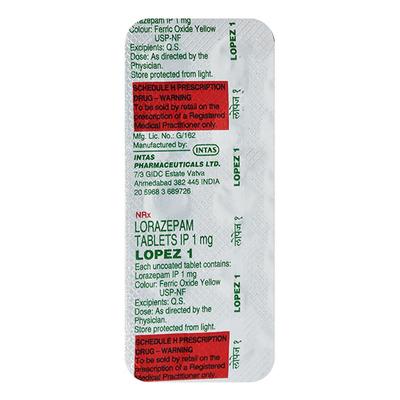 Lopez 1mg Tablet 10'S - Anxiety-Anx