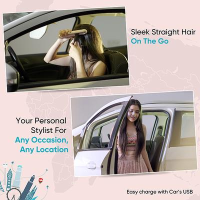 Vega Go Mini Cordless Hair Straightener for Women with Power Bank for Mobile and Travel Friendly 280 gm - Straighteners