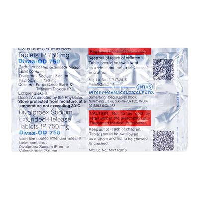 Divaa OD 750mg Tablet 10'S - Epilepsy/Convulsion-Ant