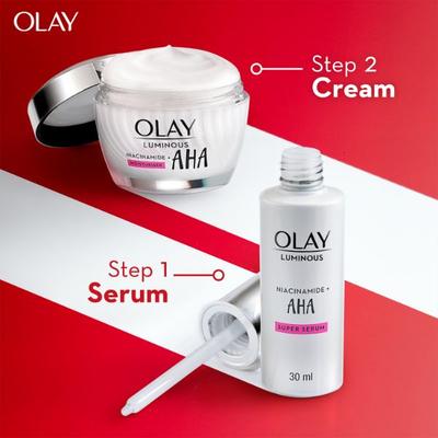Olay Luminous Niacinamide + AHA Moisturizer Reduce Acne Marks for Clearer, Smoother Skin 50gm - Face Moisturizers