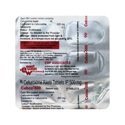 CEBOX 500 Tablet 6's - Bacterial Infections-Cep