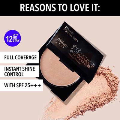Blue Heaven Oil Control Compact Powder, Matte Finish Special Shine-Control Formulation SPF 25 PA+++ Cream-Blush 201 8gm - Compact Powder