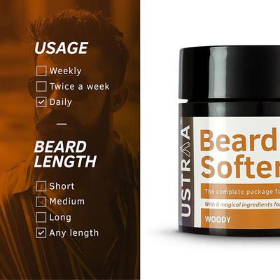 Ustraa Beard Softener Cream - Woody 100 gm - Beard Softener