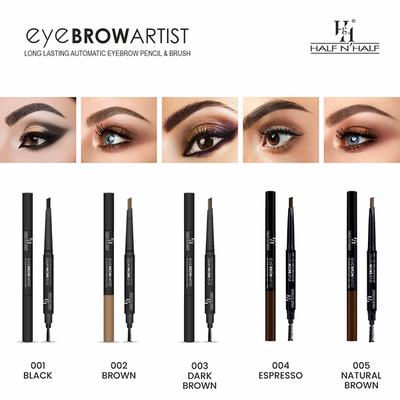 Half N Half Arch Eyebrow Artist Long Lasting Autometic Eyebrow Pencil & Brush, Natural Brown-05 0.4 g - Eyebrow Pencils & Enhancers