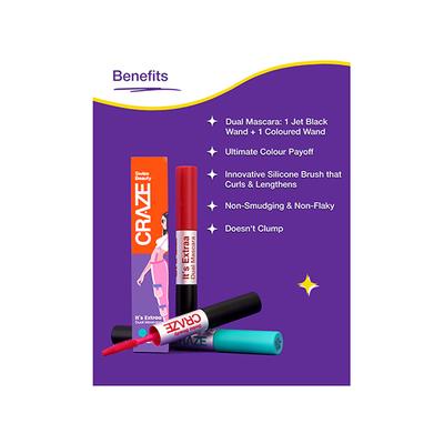 Swiss Beauty Craze It's Extraa Dual Mascara-Teal Vibes 5 g - Mascaras