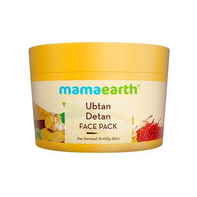 Mamaearth Ubtan Detan Face Pack with Turmeric & Saffron for Normal to Oily Skin 200 gm - Face Packs