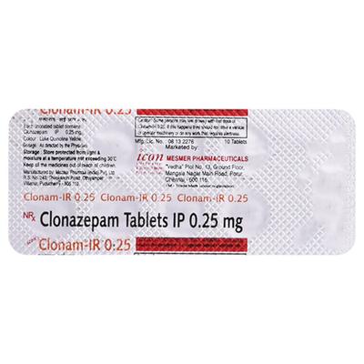 Clonam IR 0.25mg Tablet 10'S - Anxiety-Anx