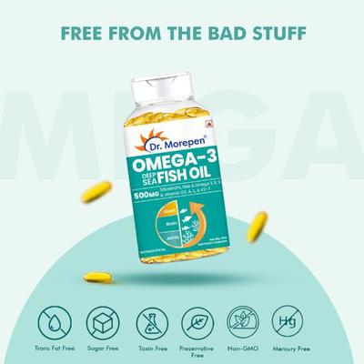 Dr. Morepen Omega 3 Deep Sea Fish Oil Capsule 60's - Omega Fish Oil Fatty Acids
