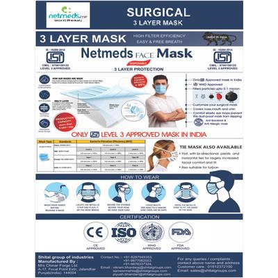 Netmeds 3 Ply Face Mask with Nose Pin 100's - Covid19 Essentials