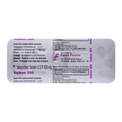 VALKON 500 Tablet 3's - Viral infections-Ant