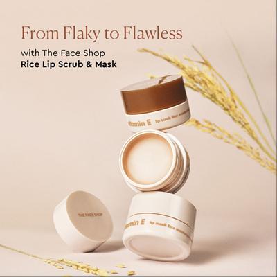 The Face Shop Vitamin E Gentle Exfoliating Lip Scrub with Korean Rice for Soft, Smooth, Glowy Lips 7 gm - Lip Scrubs