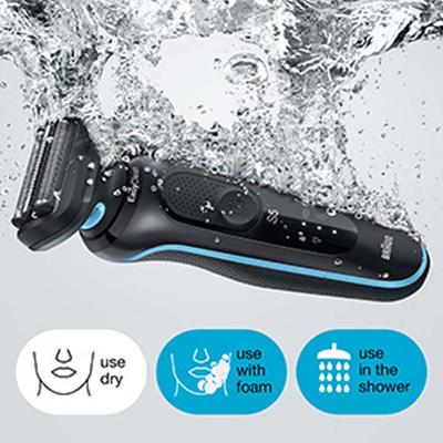 Braun Electric Shaver for Men, Series 5 51-M1200s, Wet and Dry Electric Shaver with Precision Trimmer Black and Turquoise 330 gm - Grooming Kits