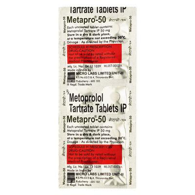 Metapro 50mg Tablet 10'S - Hypertension-Bet