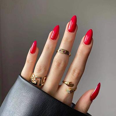 Gush Beauty Nailed It Reusable Luxury Press On Nails With Application Kit Candy Apple Red - Medium Almond 1's - Nail Art