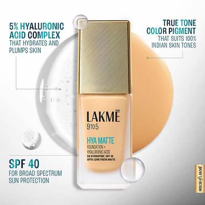 Lakme 9to5 Hya Matte Foundation + Hyaluronic Acid Neutral Light 25 ml - Foundation