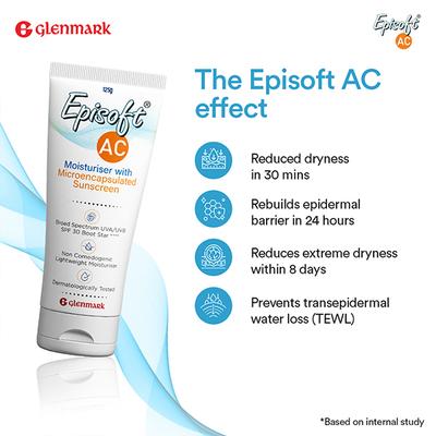 Glenmark Episoft AC Moisturizer with Sunscreen, SPF 30+ for Men and Women 125 gm - Day Cream