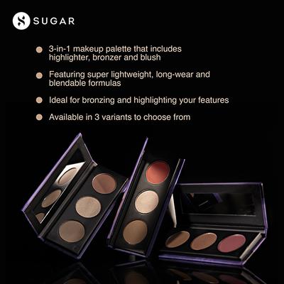 SUGAR Cosmetics Contour De Force Face Palette 02 Vivid Victory 12 gm - Face Palettes