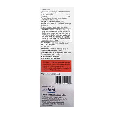 CEKODA 50 Lemon & Orange Flavour Oral Suspension 30ml - Bacterial Infections-Cep