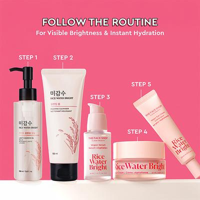 The Face Shop Rice Water Bright Foaming Cleanser - Best Korean Face Wash for Even Tone Skin 100 ml - Face Wash & Cleansers