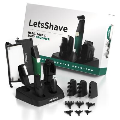 Letsshave Beard Body & Balls All In One Trimmer, Men Cordless Multi Grooming Set with Beard Trimmer, Nose Trimmer, Foil Shaver & Balls & Body Trimming Head 1's - Trimmers