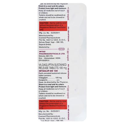 INTAGLIP OD 100 Tablet 10's - Diabetes-Ant