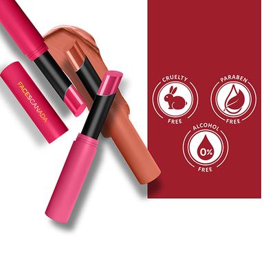 Facescanada Long Stay 3-In-1 Matte Lipstick Primer + Lip Balm Chamomile and Shea Butter Kiss Ready Nude 03, 2gm - Lipsticks
