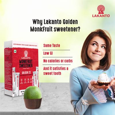 Lakanto Monkfruit Sweetener (Combo Pack Of Golden 2X (30's X 2.5 g) + Golden 454 g) 1's - Sugar Substitute