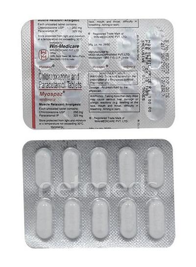 Myospaz Tablet 10'S - Muscle Cramps/Spasticity-Mus