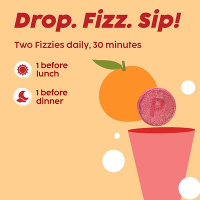 Plix Original Apple Cider Vinegar Effervescent Tablet - Orange Squeeze (Pack of 4 x 15's) 1's - Apple Cider Vinegar - Acv