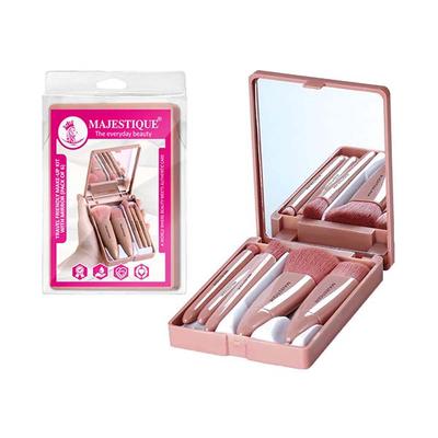 Majestique Travel Friendly Make-Up Kit with Mirror, Ultra-Soft Bristles for Face, Lip Eye - 6 Pcs 1's - Sponges & Applicators