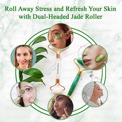 Majestique Jade Face Roller and Massager Gua Sha Set Facial Skin Roller Massager Tool 1's - Massagers
