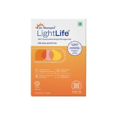 Dr. Morepen LightLife Pre-Meal Nutrition Sachets - Orange Flavour (Pack Of 10 x 5 g) - Weight Loss