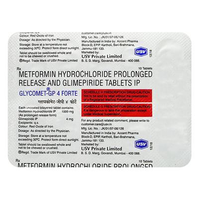 Glycomet Gp4 Forte Tablet 10'S - Diabetes-Ant